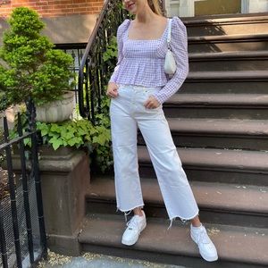 AFRM Purple Gingham Top